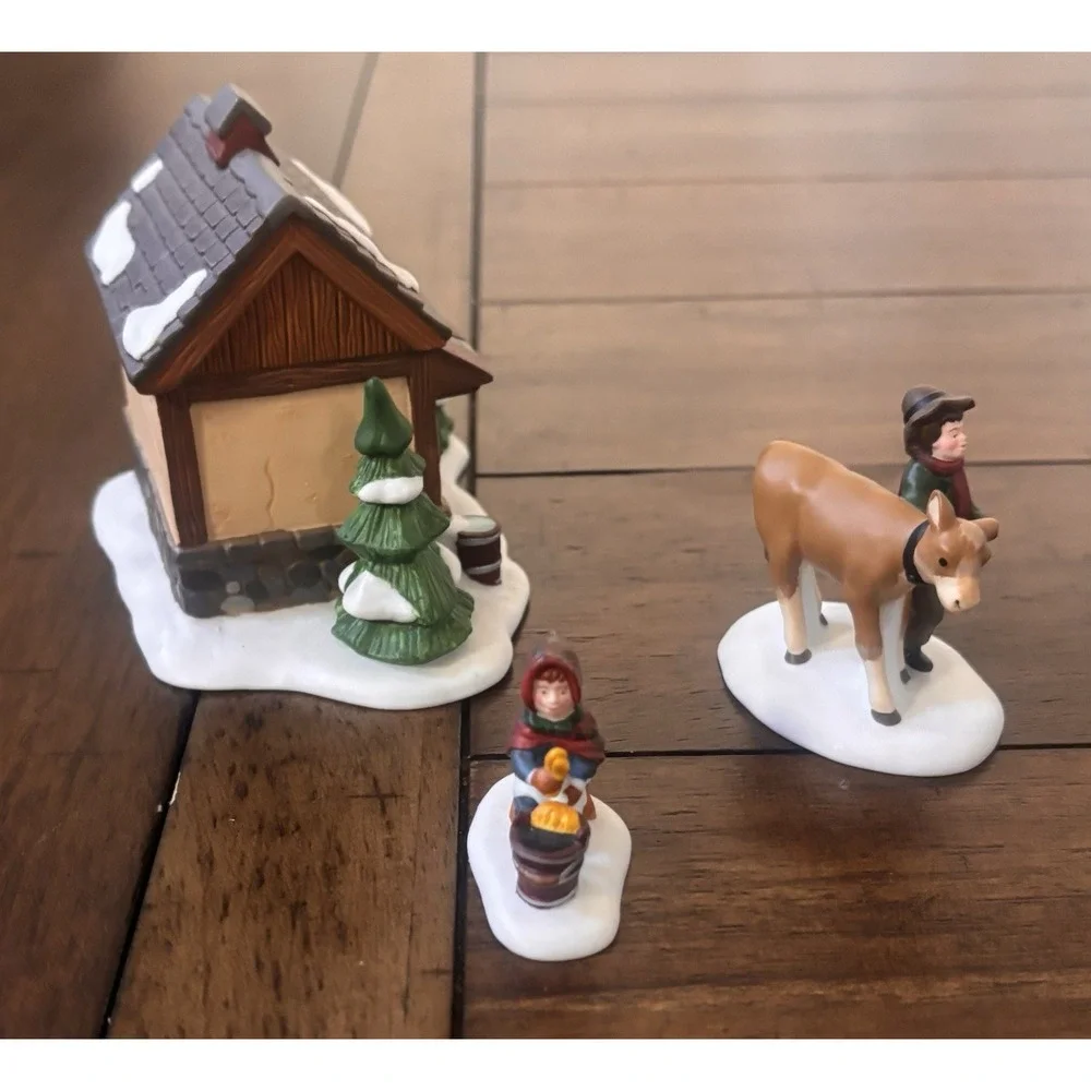Department 56 Heritage Village Tending the New Calves Set of 3 Porcelain EUC